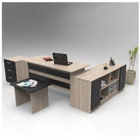 Resim L'occi Concept Diego ABCF Ofis Büro Masa Takımı Meşe-Siyah 