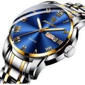 Resim Hanyang Mavi Altın Poedagar Üst Marka Lüks Erkek Saatler Aydınlık Su Geçirmez Paslanmaz Çelik Izle Erkekler Tarih Takvim Iş Kuvars Kol Saati (Yurt Dışından) 