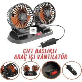 Resim ASTRALED Araç Içi Vantilatör 360° Dönebilen Torpido Üstü Çift Başlıklı Vantilatör 12 v Uyumlu Soğutucu Fan 