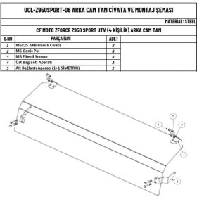 Resim Moto Üçel Cfmoto Z Force 950 Utv (4 Kişilik) Uyumlu Arka Cam 