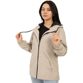 Resim Kadın Taş Içi Astarlı Su Geçirmez Ve Rüzgara Dayanıklı Kapüşonlu Cepli Yağmurluk Taş 