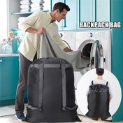 Resim Dayanıklı Çekmeli Kumaşlı Büyük Boy Çamaşır Torbası - Yırtılmaya Karşı Dirençli Polyester, Makinede Yıkanabilir Oval Tasarım, Öğrenci Yurtları, Apartmanlar ve Seyahat İçin, Dayanıklı Sırt Çantası Tasarımı, Sağlam Yapılı Çamaşır Çantaları 