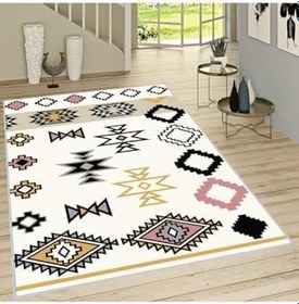Resim Rovigo Dijital Baskı Yıkanabilir Kaymaz Taban Salon Halısı Rvg1663, Beyaz, 180 x 300 
