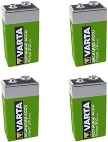Resim 4 Adet Varta 9 Volt 200 9v 200mah Şarj Edilebilir Kare Pil Şarzlı Pil - Çocuk Telsiz Pili 