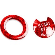 Resim Infiniti Q50 2014-2020 / Q60 / Qx60 Kırmızı İçin Araba Karbon Fiber Tek Tuşla Başlangıç Dekoratif Etiket 1 Adet 