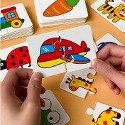 Resim 16 Parça Parti Oyunları ve Aktiviteleri için Erken Eğitim Puzzle Seti - Karakterli, Meslekli, Meyveli, Sebzeli ve Araçlı Eğitici Kartlar - Renkli Bilişsel Gelişim, Oyunla Öğrenme, Parti Oyun Seti, Canlı Kart Tasarımı 