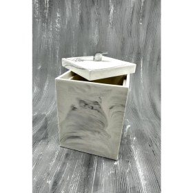 Resim Mermer Desenli Banyo Tuvalet Wc Mini Boy Beton Çöp Kovası 2 Litre 