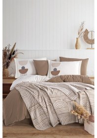 Resim İyi Geceler İstanbul Babil Bej %100 Pamuk Çift Kişilik Battaniyeli Nevresim Takımı Bej 