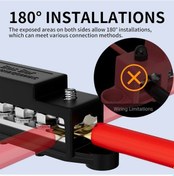 Resim Globalbloom 2pcs Heavy Duty 250a 12v Akü Dağıtım Bloğu Kırmızı Siyah M8 Bağlantılı Kalın Bakır Kablolar Koruma Kapağı Ve Somun 