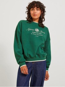 Resim Jjxx Bisiklet Yaka Rahat Kesim Baskılı Yeşil Kadın Sweatshirt 12246744 Yeşil 