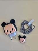 Resim CONSTRAIN Iphone 18w-20w Şarj Adaptörü Ile ile uyumlu Micky mause Şarj Başlığı Ve Şarj Kablo Koruyucu Set 