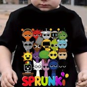 Resim Gençlerin Çizgi Filmi "SPRUNKI" Grafik Tişört - Şirin Yaz Casual Sokak Giysisi Renkli Karakter Baskısı, Kısa Kollu Yuvarlak Yaka Üst, Erkek ve Kız Çocuklar İçin Mükemmel, Rahat Genç Giyim, Gençlerin Oyun Giysisi, Canlı Genç Modası, Rahat Genç Giyim 