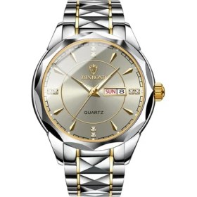 Resim Hanyang Stil 4 Montre Homme Iş Rahat Moda Su Geçirmez Tam Çelik Kuvars Saatler Erkekler Için Spor Tarihi Hafta Saat Relogio Masculino (Yurt Dışından) 