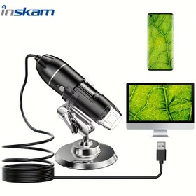 Resim inskam 1600X Yüksek Büyütmeli Dijital Mikroskop Kamerası - 200W/30W Piksel USB Taşınabilir Elektronik Mikroskop Bilgisayar için, Cilt Muayenesi, Böcek Gözlemi ve Devre Analizi için İdeal, 14+ Yaş Grubu Uyumlu 