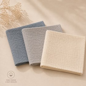 Resim 4 Kat Müslin Bakım Mendili - 3'lü Set - Erkek Tonları 