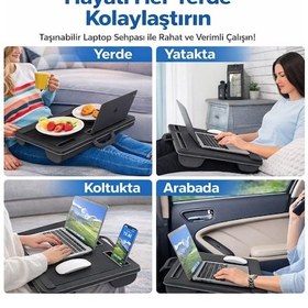 Resim Coofbe Taşınabilir Telefon Ve Tablet Bölmeli Minderli Laptop Sehpası Notebook Bilgisayar Çalışma Masası 
