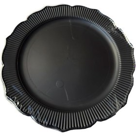 Resim Parti Davet Piknik Doğum Günü Sert Plastik Mika Tabak - Siyah - 18 Cm. - 6'lı Paket Siyah 