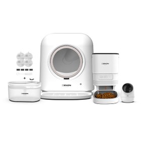 Resim Xenon Smart Akıllı Otomatik Kedi Tuvaleti Mama Kabı Led Işıklı Su Pınarı İç Mekan Kamera ve Yedek Filtre 5'li Pet Set 