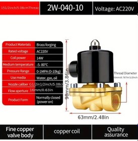 Resim Elmpaly 1/2 İnç 1 Adet Pirinç Elektrikli Solenoid Vana Endüstriyel Su Hava Nc Bağlantı 