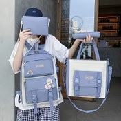 Resim 1 Adet, Yeni 4 Parça Büyük Kapasiteli Öğrenci Sırt Çantası Seti, Lise ve Üniversite Moda Minimalist Çantalar, Şık ve Sevimli, Çok Amaçlı Seyahat Çantası, Gençler İçin 