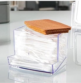 Resim Ahşap Kapak Akrilik Pamuklu Çubuk Organizeri, Ahşap Kapaklı Kulak Pamukluğu, Akrilik Kulak Çubuğu Siyah 