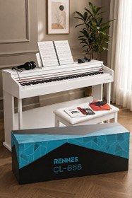 Resim Rennes CL-656WH Hammer Action 88 Tuş Dijital Piyano Profesyonel Beyaz 