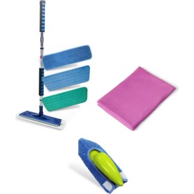 Resim Silva Network Silva Şubat 2021-1 Hijyen Seti Üçlü (Islak-Kuru-Duvar) Mikrofiber Mop + Mikrofiber Çok Amaçlı El Mopu + Mikrofiber Cam Bezi 