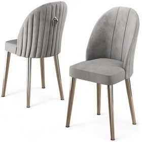 Resim Canisa Mara Serisi 1 Adet Gri Mutfak Sandalyesi Krom Kaplama Metal Ayak 1. Sınıf Babyface Kumaş Sandalye Gri Ayaklar Krom 