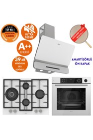 Resim Ferre FryART&SteamART- SilentArt LABB/Sessiz Beyaz Ankastre Set (D081-SA + QEP64CB + ED076-WFA wok) 