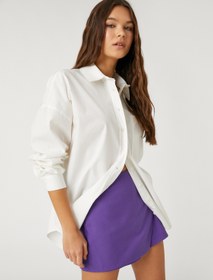 Resim Oversize Gömlek Pamuklu Uzun Kollu Cep Detaylı 