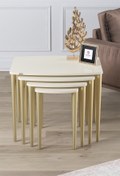 Resim Canisa Concept Anka Serisi Mdf 4'lü Zigon Sehpa Takımı Krem Ayaklar Gold 