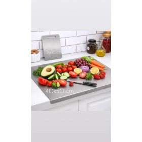 Resim Pınars 2'li Set Paslanmaz Çelik Tezgah KORUYUCU(40X50CM) + Paslanmaz Çelik Kesme Tahtası (15X25CM) 