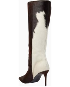 Resim Castle Black Black Suede Studio Ember 80 Kahverengi Cow-print Pony Hair Diz Altı, Sivri Burun Ince Topuklu Çizme 38 