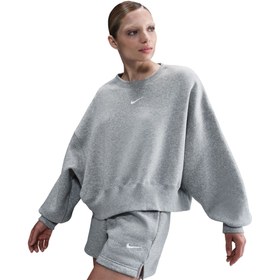 Resim Nike Sportswear Phoenix Fleece Oversized Crew Kadın Gri Eşofman Üstü 