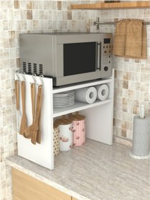 Resim Mutfak Tezgah Üstü Mikrodalga Fırın Rafı Dolap Düzenleyici Raf 