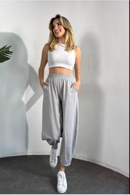 Resim DIEANDMORE Gabardin Kumaş Kadın Şalvar Pantolon 