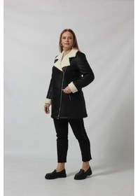 Resim Moda Berray Uzun İçi Kürklü Boğazı Kemer Detaylı Kaban Siyah 
