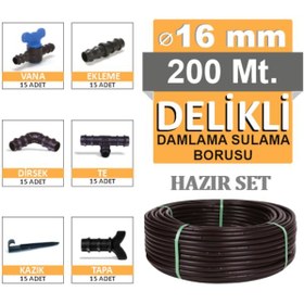 Resim Delikli 200 Metre Damla Sulama Sistemi Ve Ek Parçaları 