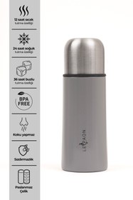 Resim Le Paon 300 ml Mama Termosu Paslanmaz Çelik Tek Tuşla Açılır Sızdırmaz 12 Saat Sıcak BPA Free 