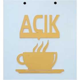 Resim mars tasarım Ahşap Ayna Pleksi Açık Kapalı KAHVE, KAFE,COFFEE Yönlendirme Tabelası Mağaza Kapı Yönlendirme 