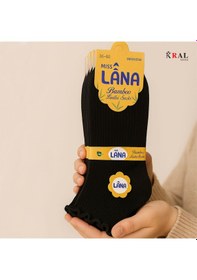 Resim Kral Socks Kadın Bambu Çorap 6 Çift Fırfırlı Patik Kadın Çorap Siyah 