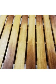 Resim OBERS Iroko Duş Izgarası 100x100cm Ağaç Izgara Ağaç Duş Teknesi Deck Izgara Tik Izgara 