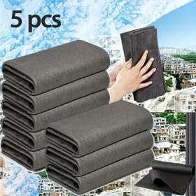 Resim 5 adet Sihirli Bez Süper Emici Cam Temizleme Bezleri, Kalınlaştırılmış Mikrofiber, Kumaş Olmayan, Lint Olmayan, Yüksek Emici, Pencereler, Mutfak, Ev için 