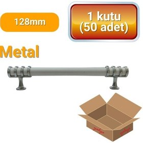 Resim 50 Adet Halka Boru Kroma Beyaz Metal Mobilya Kulpu 128mm Beyaz - Krom 