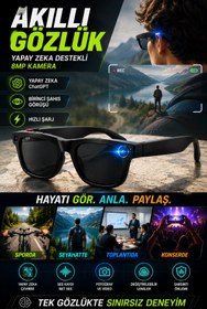 Resim Eco Lounge 8MP Kameralı ChatGPT Destekli Akıllı Gözlük Yapay Zeka Çeviri ve Ses Kayıt Özellikli 