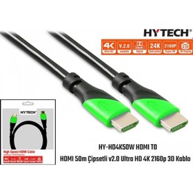 Resim Hytech 50-metre HY-HD4K50W HDMI v2.0 Ultra H 4K 2160p 3D Kablo 