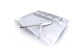 Resim abnturk 4 Adet Kırılmayan Kahvaltı Sunum Tabağı 33X26CM Kahvaltılık 6 Bölme Sağlıklı Malzeme Tabldot Tepsisi 