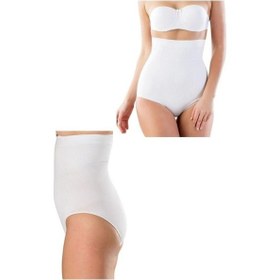 Resim Momslab Doğum Sonrası Beyaz 1 Beden Küçük Gösteren Yüksek Bel Toparlayıcı Sıkılaştırıcı Slip Korse Külot Ten 
