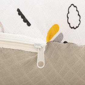 Resim Emzirme Yastığı - Çift Taraflı - Açık Gri Muslin - Hardal Gökkuşağı 