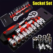 Resim 1pc/12parça Soket Anahtarı Seti, 1/4" Sürücü, 72-Dişli Ratchet ile Uzatma Çubuğu, Dayanıklı Çelik CR-V Soketler için Otomotiv Onarımı 
